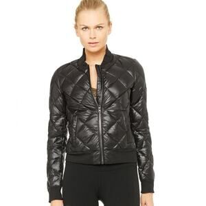 ALO Yoga Black Quilted Bomber Jacket